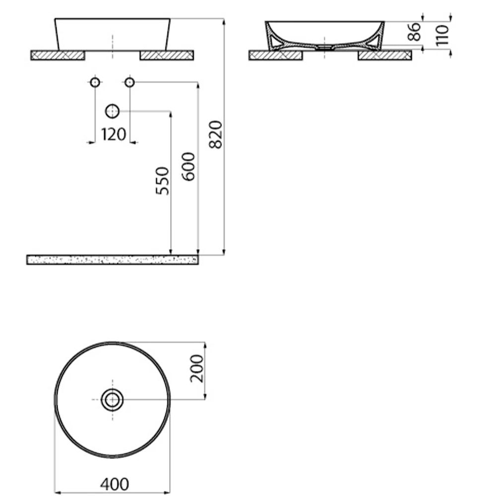 Creavit Ultra 40 Cm Yuvarlak Çanak Lavabo 2