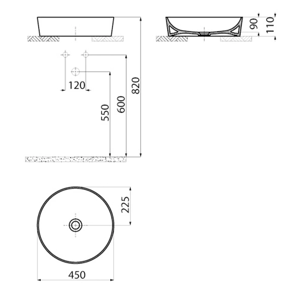 Creavit Ultra 45 Cm Yuvarlak Çanak Lavabo 2