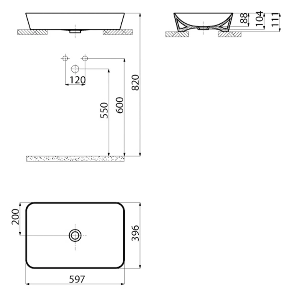 Creavit Ultra 60 Cm Dikdörtgen Çanak Lavabo 2