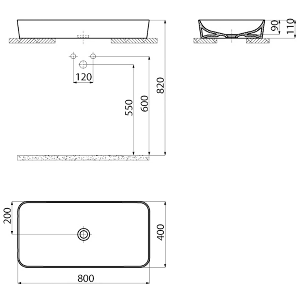 Creavit Ultra 80 Cm Dikdörtgen Çanak Lavabo 2