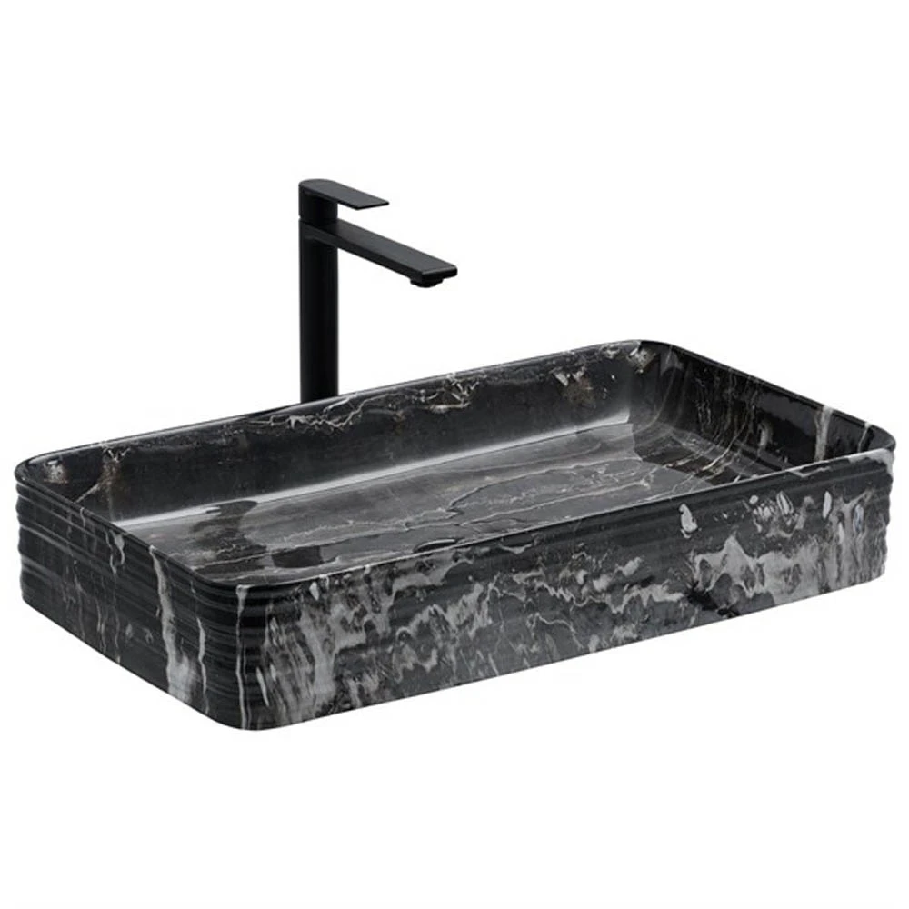 Lena E-2106M4 Siyah Mermer Tezgah Üstü Lavabo