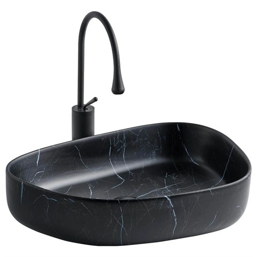 Lena E-2107SM Siyah Mermer Tezgah Üstü Lavabo