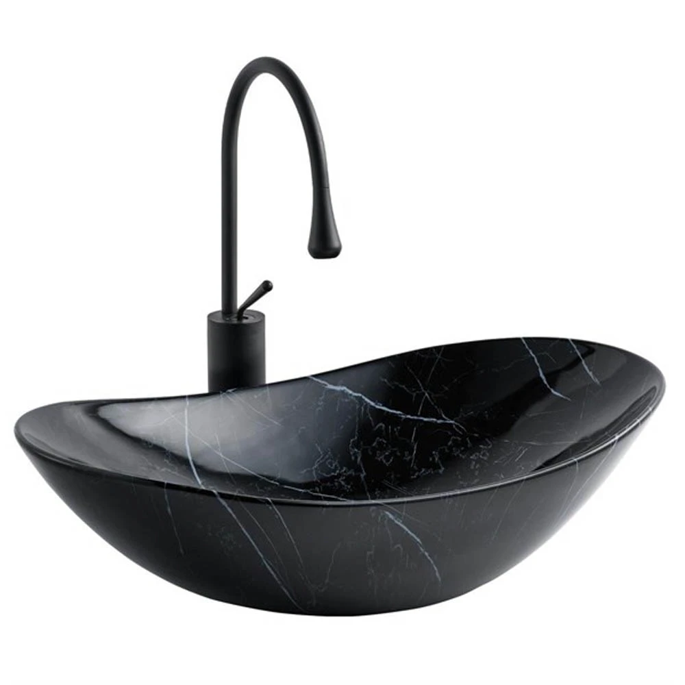 Lena E-2113M5 Siyah Mermer Tezgah Üstü Lavabo