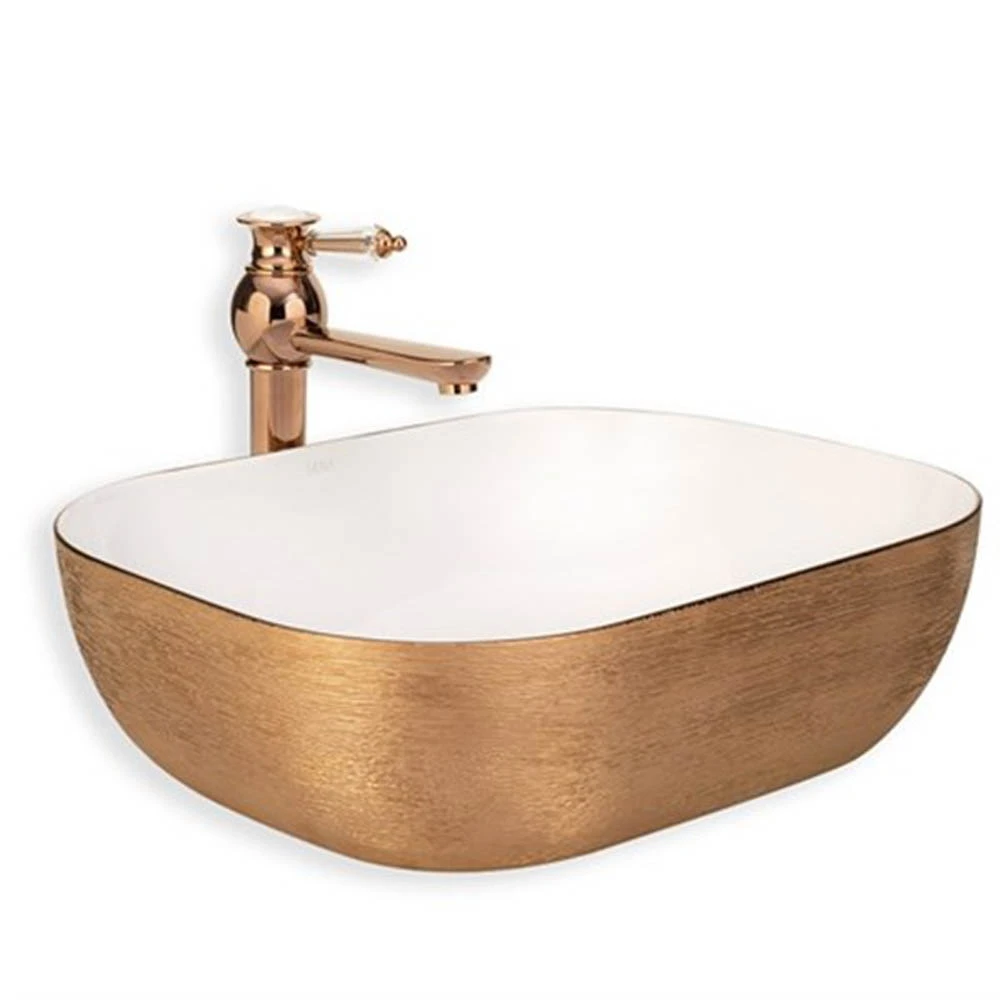 Lena E-5003R Rose Beyaz Tezgah Üstü Lavabo