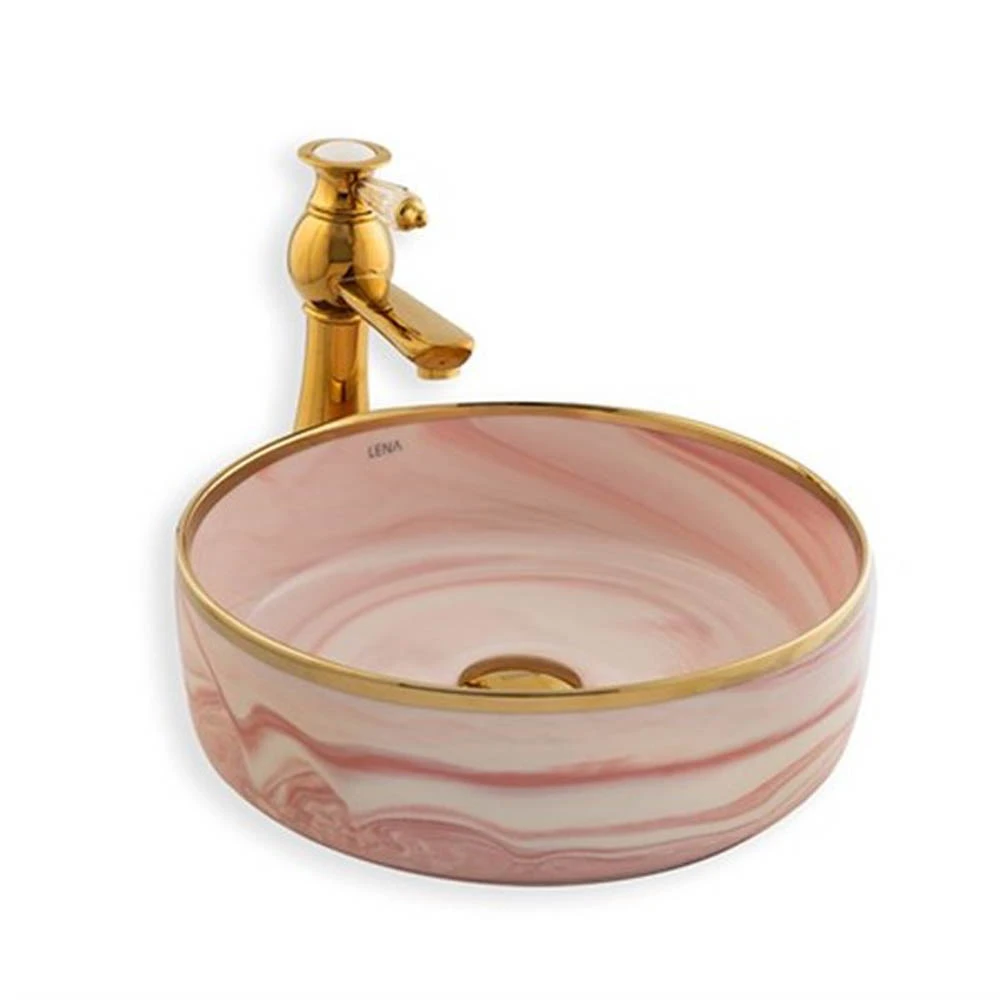 Lena E-7025 Pembe Tezgah Üstü Lavabo
