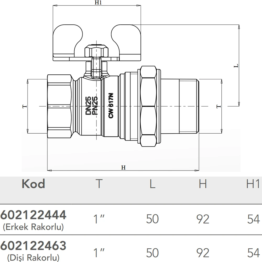 Eca 1 Dişi Rakorlu Küresel Valf - 602122463 2