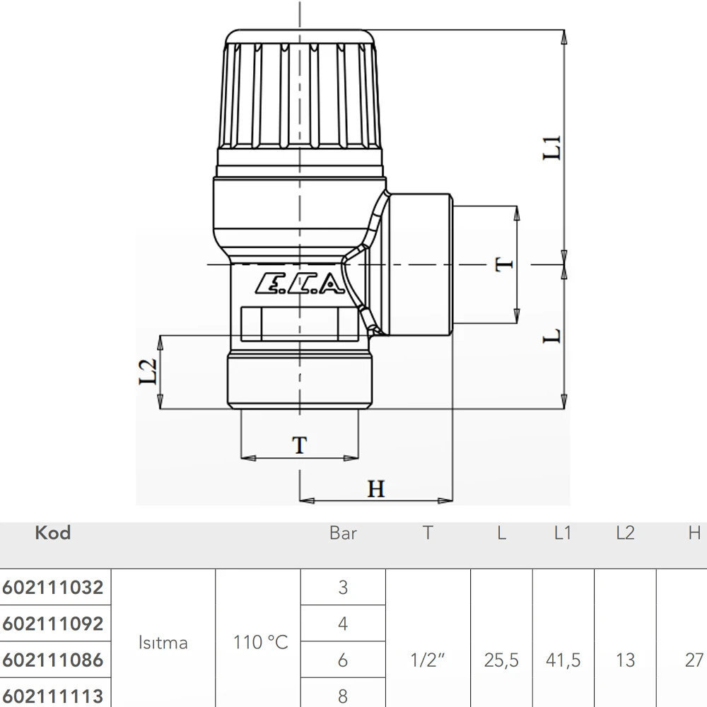 Eca 1/2 8 Bar Emniyet Valfi - 602111113 2