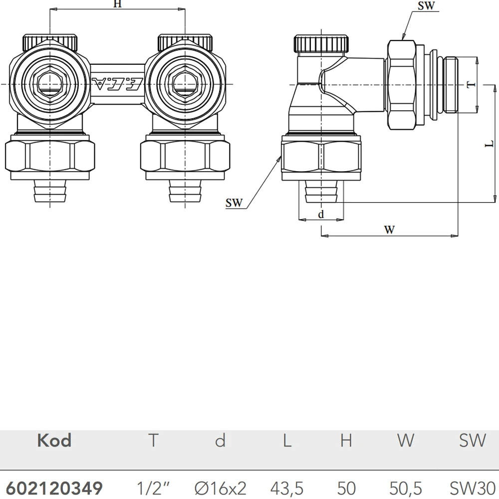 Eca 1/2 Allen Kontrollü Stop Tip Köşe H-Valf - 602120349 2
