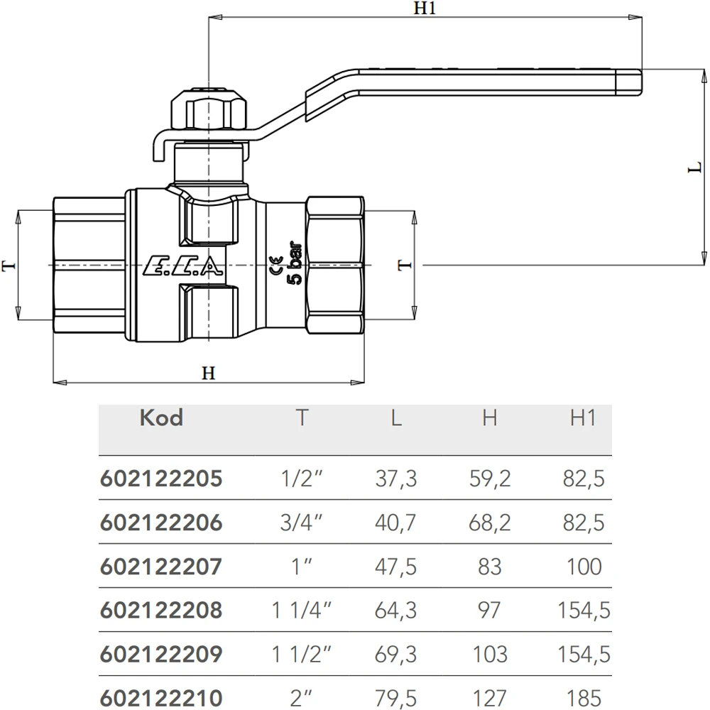 Eca 1 1/2 Doğalgaz Küresel Valf - 602122209 2