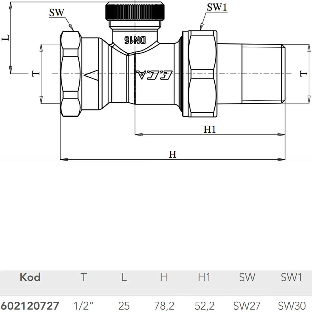 Eca 1/2 Düz Radyatör Geri Dönüş Valfi - 602120727 2
