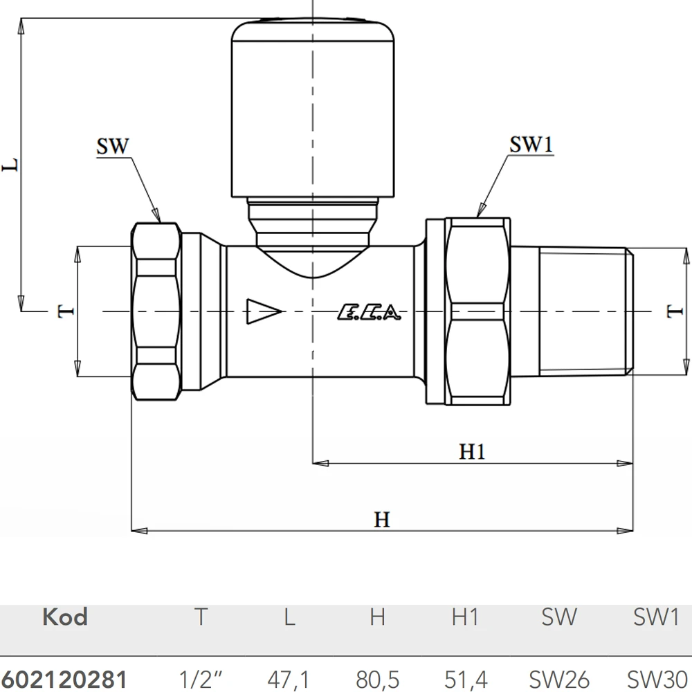 Eca 1/2 Düz Radyatör Valfi - 602120281 2