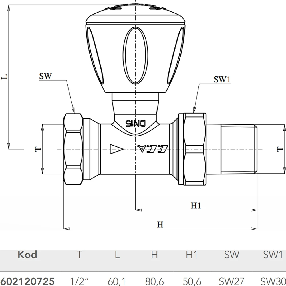 Eca 1/2 Düz Radyatör Valfi - 602120725 2
