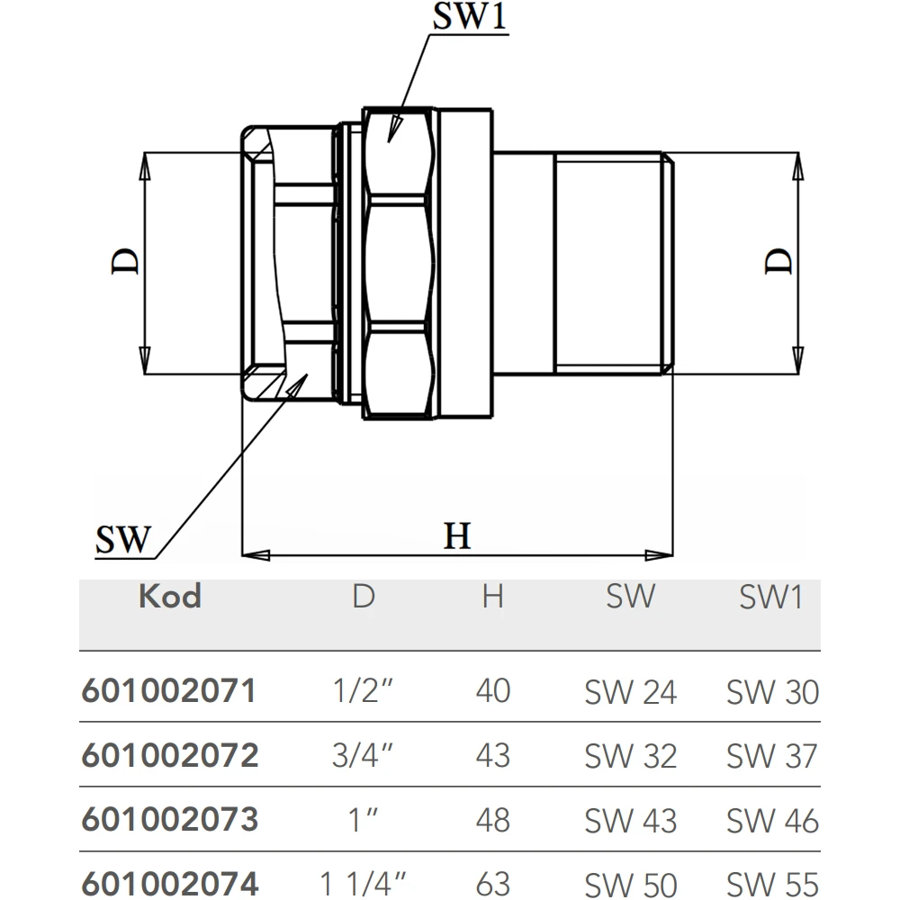 Eca 1 1/4 Düz Rakor - 601002074 2