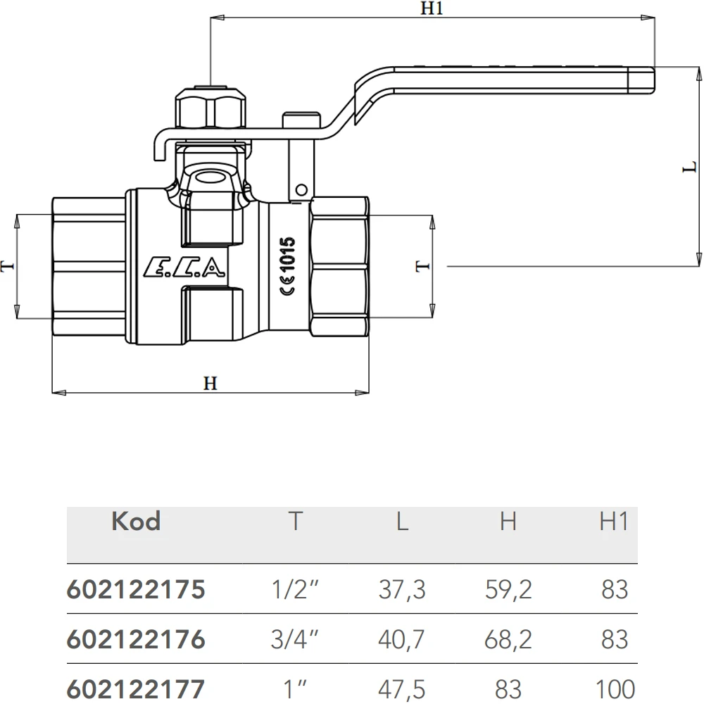 Eca 1/2 Kilitlemeli Doğalgaz Küresel Valf - 602122175 2