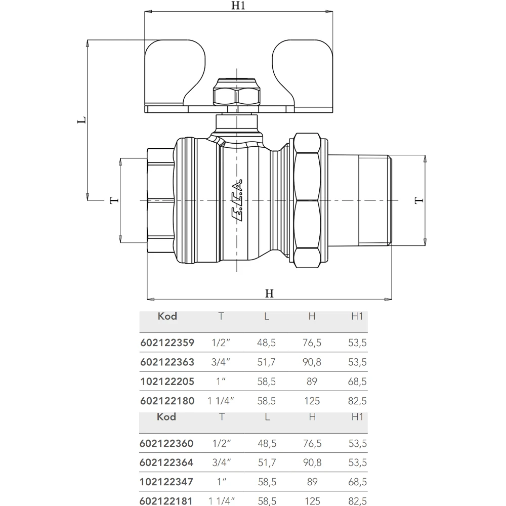 Eca 1/2 Mavi Volan Rakorlu Küresel Valf - 602122360 2