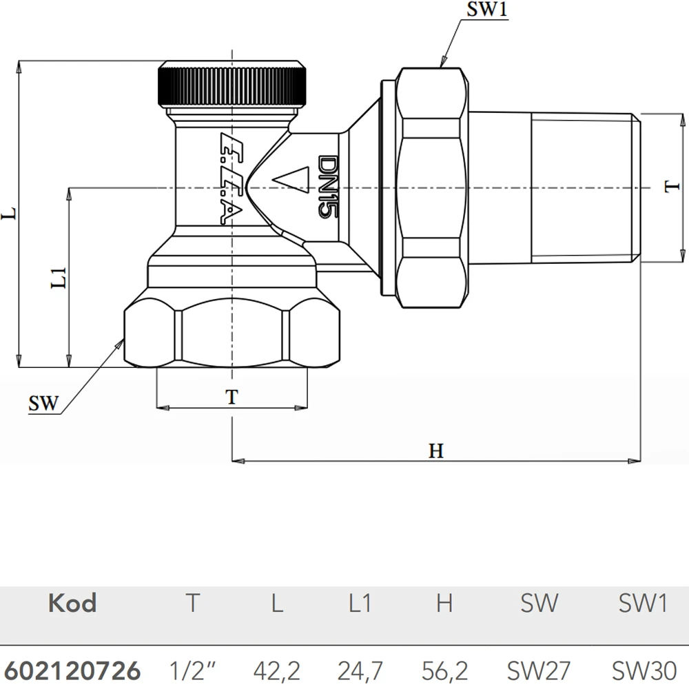 Eca 1/2 Köşe Radyatör Geri Dönüş Valfi - 602120726 2