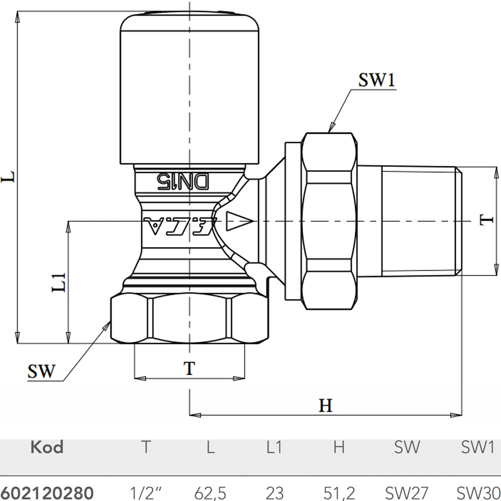 Eca 1/2 Köşe Radyatör Valfi - 602120280 2