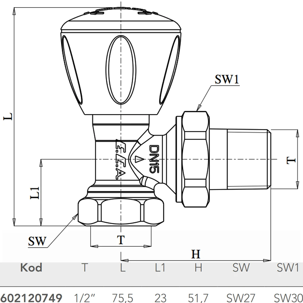 Eca 1/2 Köşe Radyatör Valfi - 602120749 2