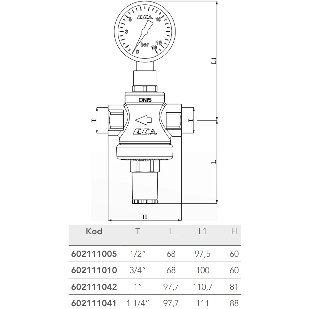 Eca 1/2 Manometreli Basınç Düşürücü - 602111005 2