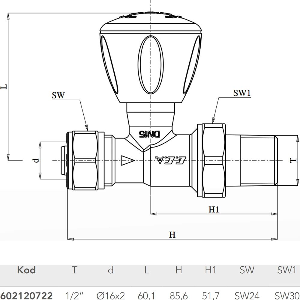 Eca 1/2 Pex Düz Radyatör Valfi - 602120722 2