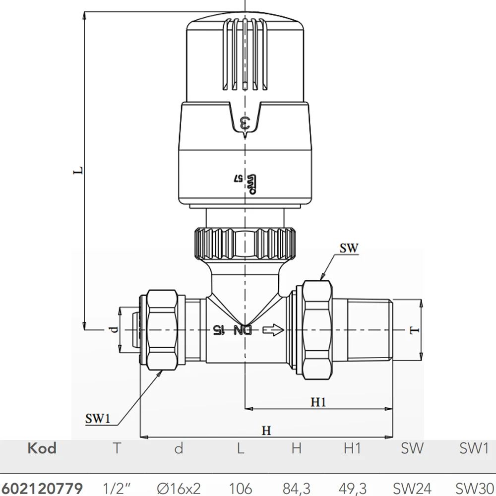 Eca 1/2 Pex Düz Termostatik Radyatör Valfi - 602120779 2