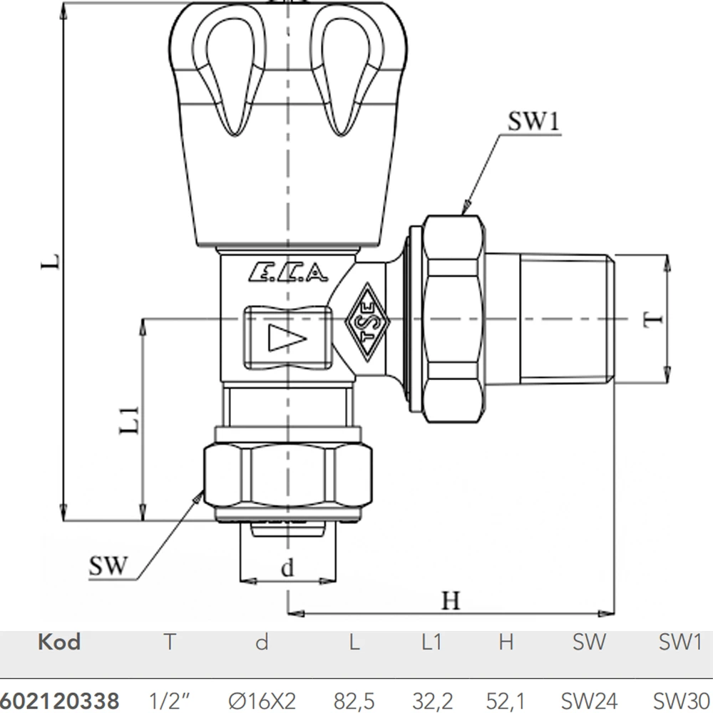 Eca 1/2 Pex Köşe Radyatör Valfi - 602120338 2