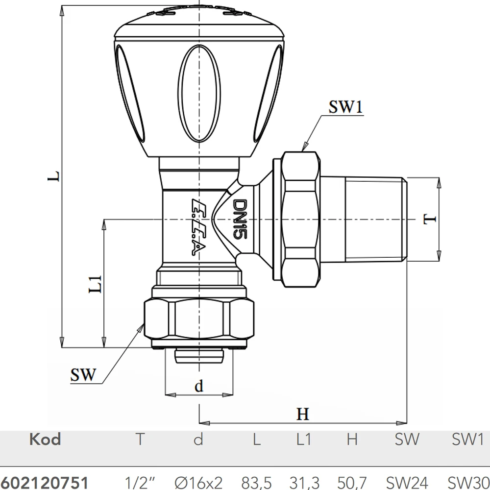 Eca 1/2 Pex Köşe Radyatör Valfi - 602120751 2