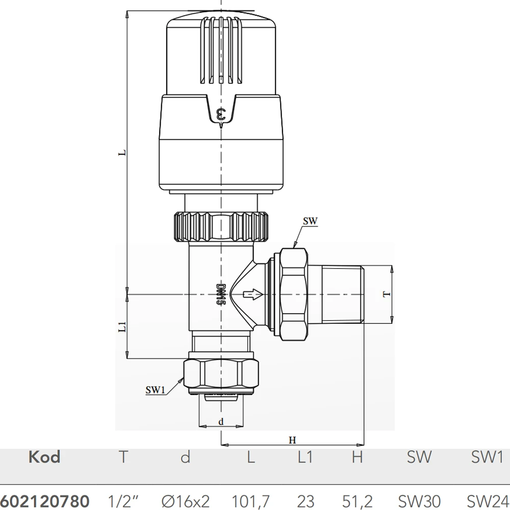 Eca 1/2 Pex Köşe Termostatik Radyatör Valfi - 602120780 2