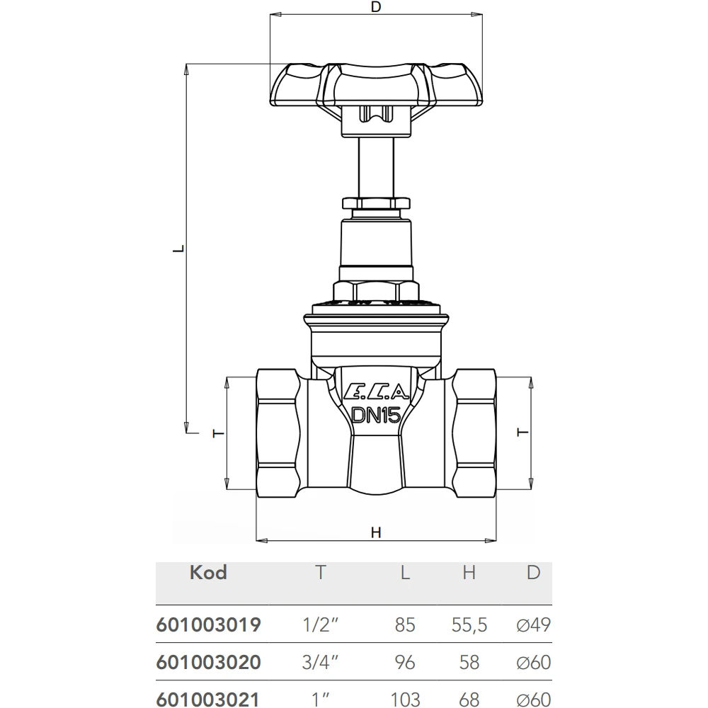 Eca 1/2 Şiber Valf - 601003019 2