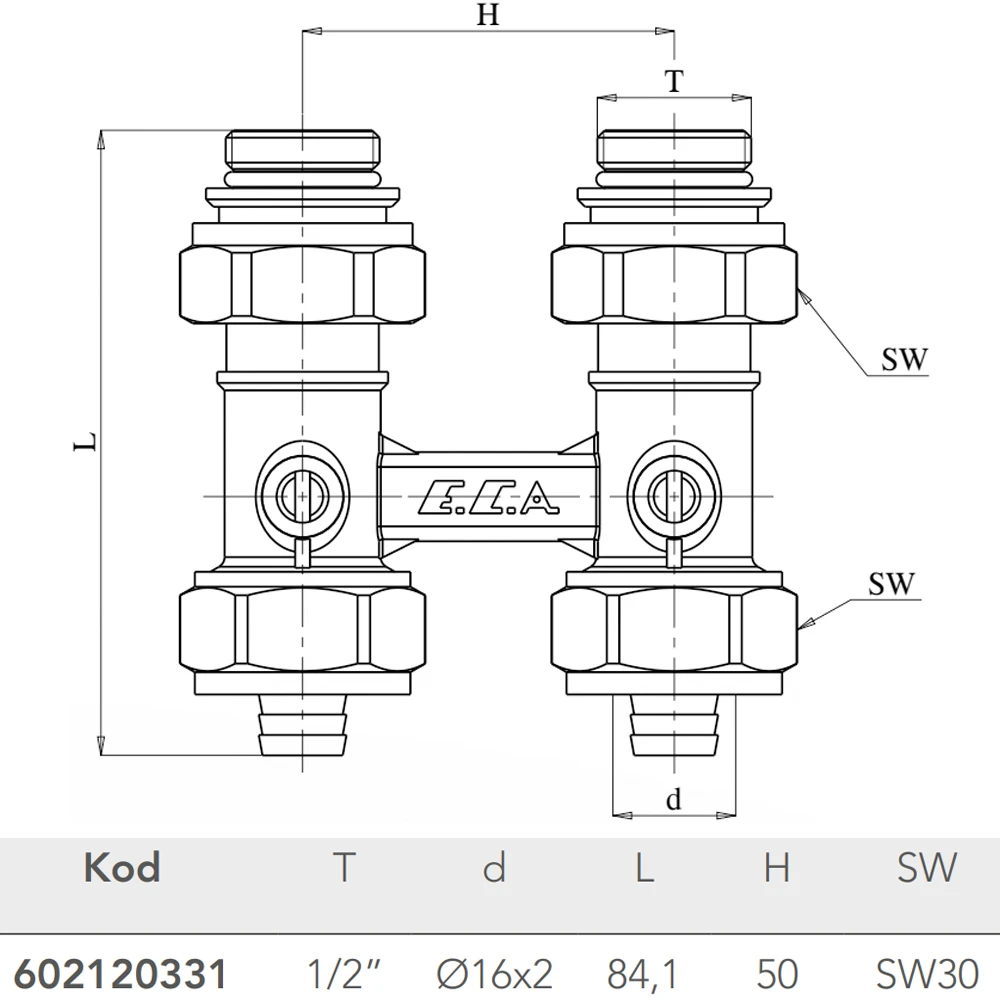 Eca 1/2 Tornavida Kontrollu Küresel Düz H Valf - 602120331 2