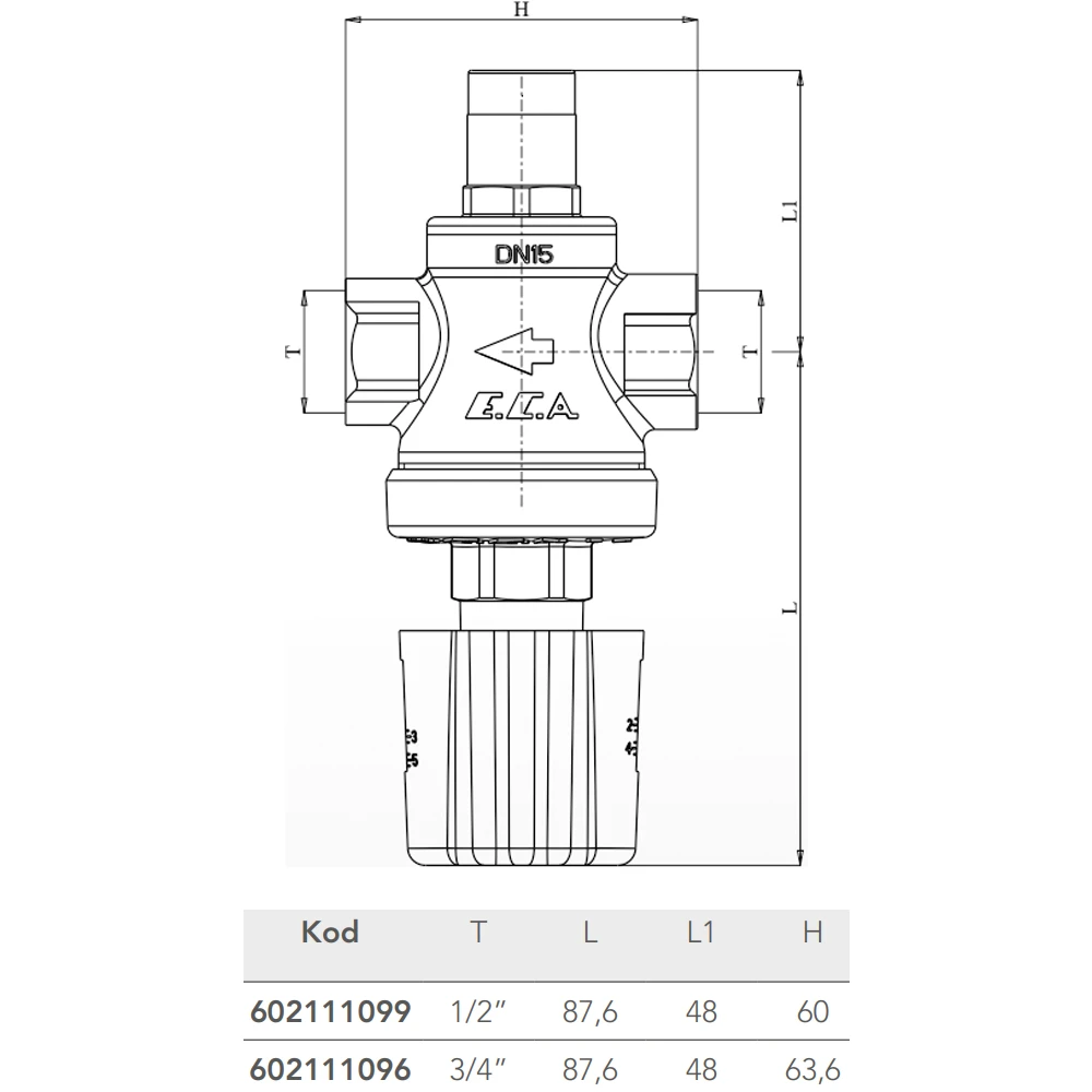 Eca 1/2 Volan Ayarlı Basınç Düşürücü - 602111099 2