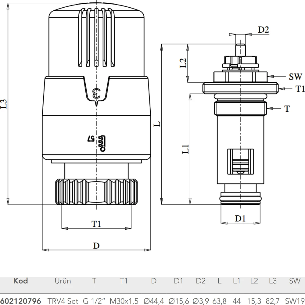 Eca 44 Mm 1/2 Termostatik Kompakt Radyatör Valfi - 602120796 2