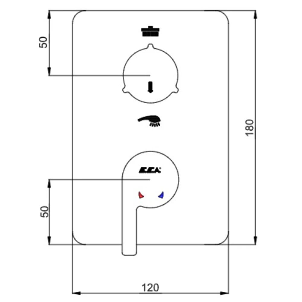Eca Icon 2 Yollu Ankastre Banyo-Duş Bataryası - 102167231H-KDE 2