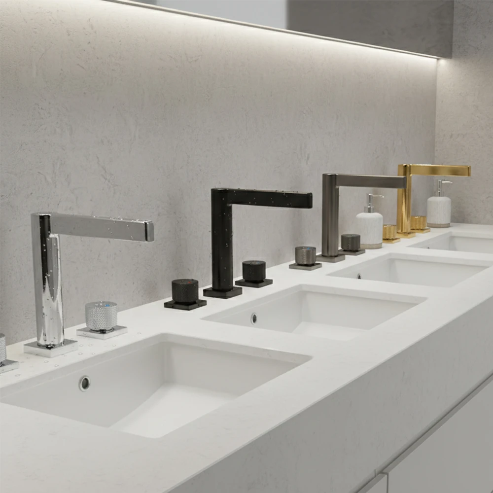 Eca Life 3 Delikli Tezgah Üstü Mat Antrasit Ankastre Lavabo Bataryası - 102105778C5 2