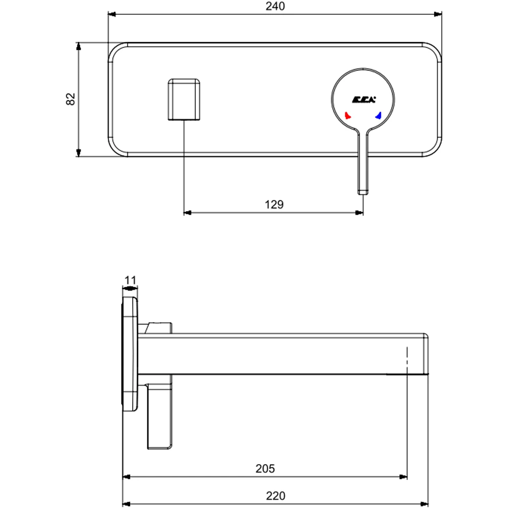 Eca Life Mat Antrasit Ankastre Lavabo Bataryası - 102167622C5-K 2
