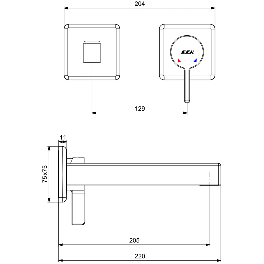 Eca Life Mat Siyah Ankastre Lavabo Bataryası - 102167622C1-KK 2