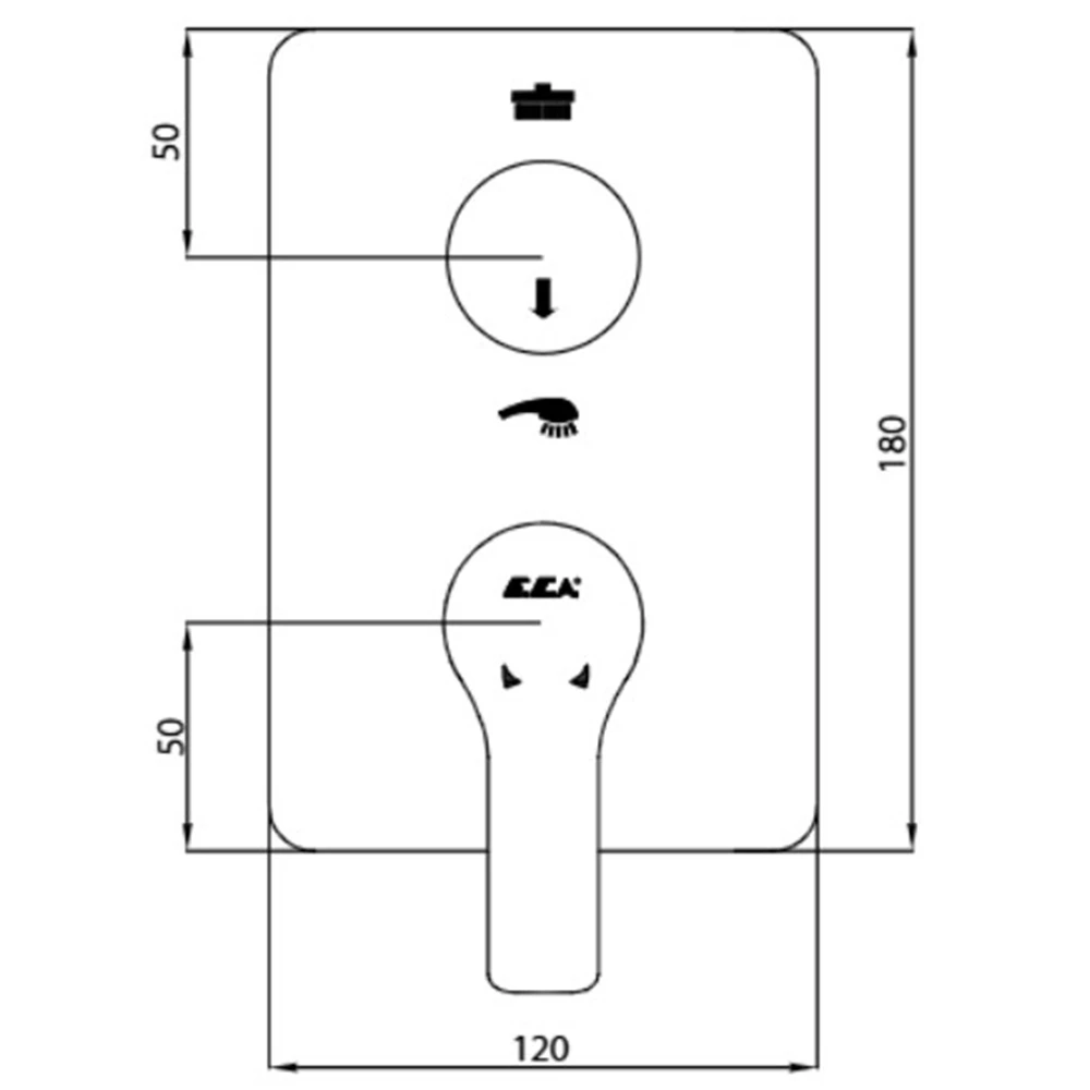 Eca Luna 2 Yollu Ankastre Banyo-Duş Bataryası - 102167236-KDE 2