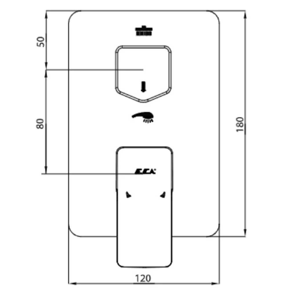 Eca Royal 2 Yollu Ankastre Banyo/Duş Bataryası Sıva Üstü Grubu - 102167251-KDE 2