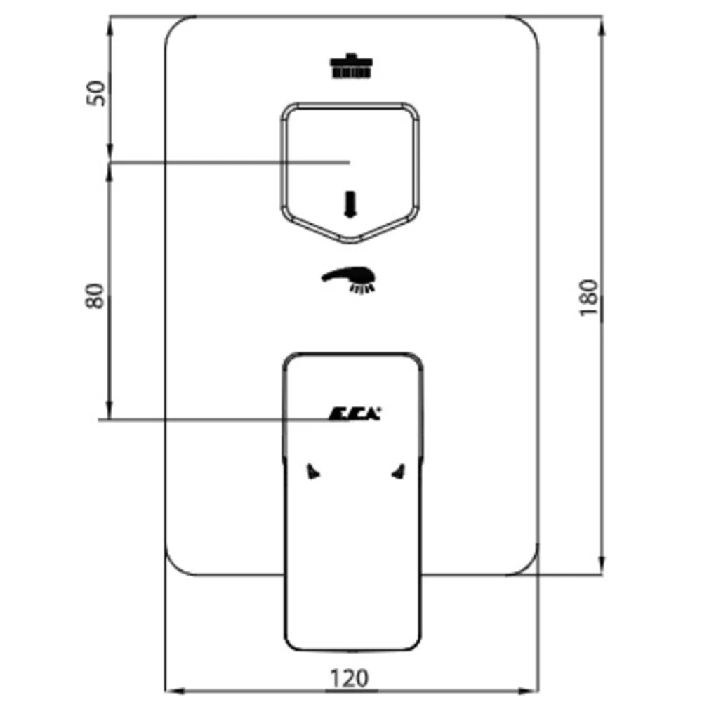 Eca Royal 2 Yollu Mat Siyah Ankastre Banyo-Duş Bataryası - 102167251C1-KDE 2