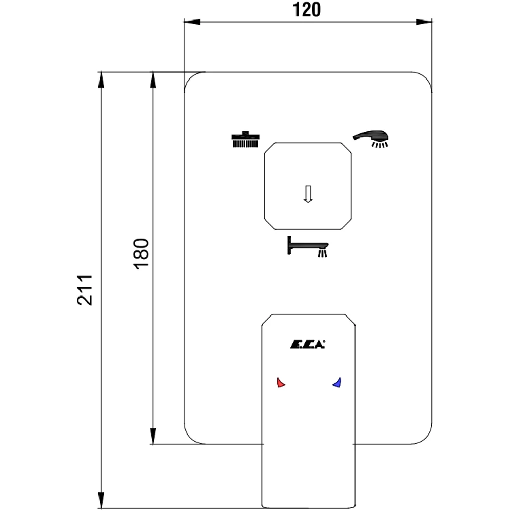 Eca Tiera 3 Yollu Altın Ankastre Banyo Bataryası - 102167335A1-K 2