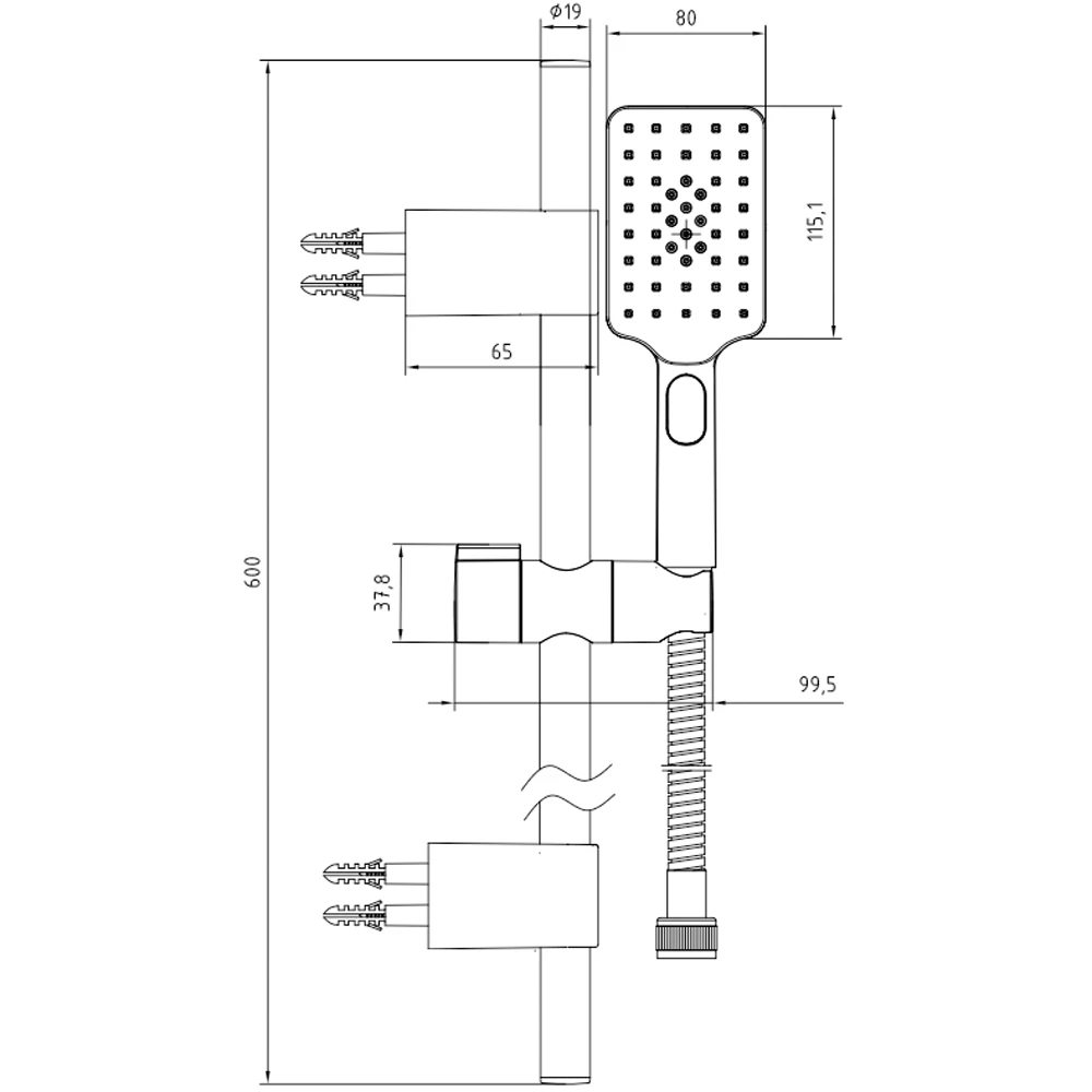 Eca Tiera Plus 3 Fonksiyonlu Altın Sürgülü Duş Takımı - 102146092A1 2
