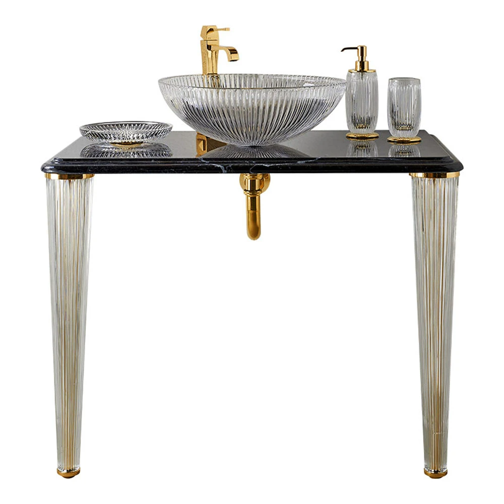 3sc Elegance Cam Mermer-Altın Konsol Lavabo EL3070/GD