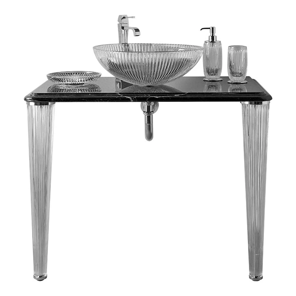 3sc Elegance Cam Mermer-Krom Konsol Lavabo EL3090/SL