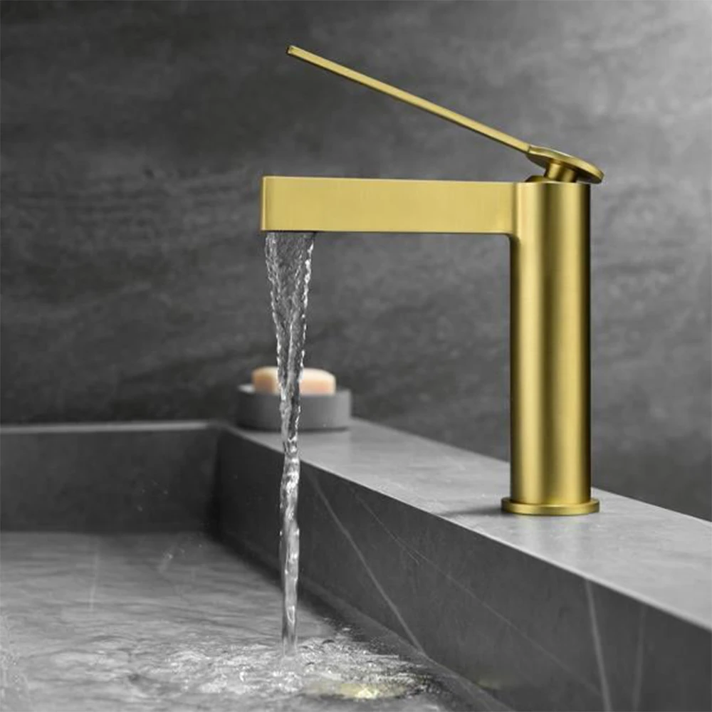 Fontana FJ-6012 Mat Fırçalanmış Altın Lavabo Bataryası 2