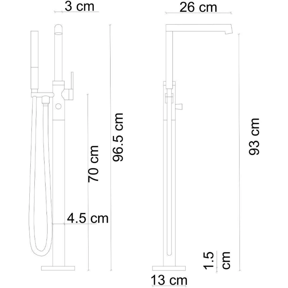 Fontana FJ-9115 Mat Siyah Ayaklı Küvet Bataryası 2