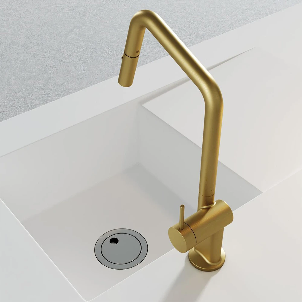 Fontana FJ-K0412 Mat Fırçalanmış Altın Mutfak Bataryası 3