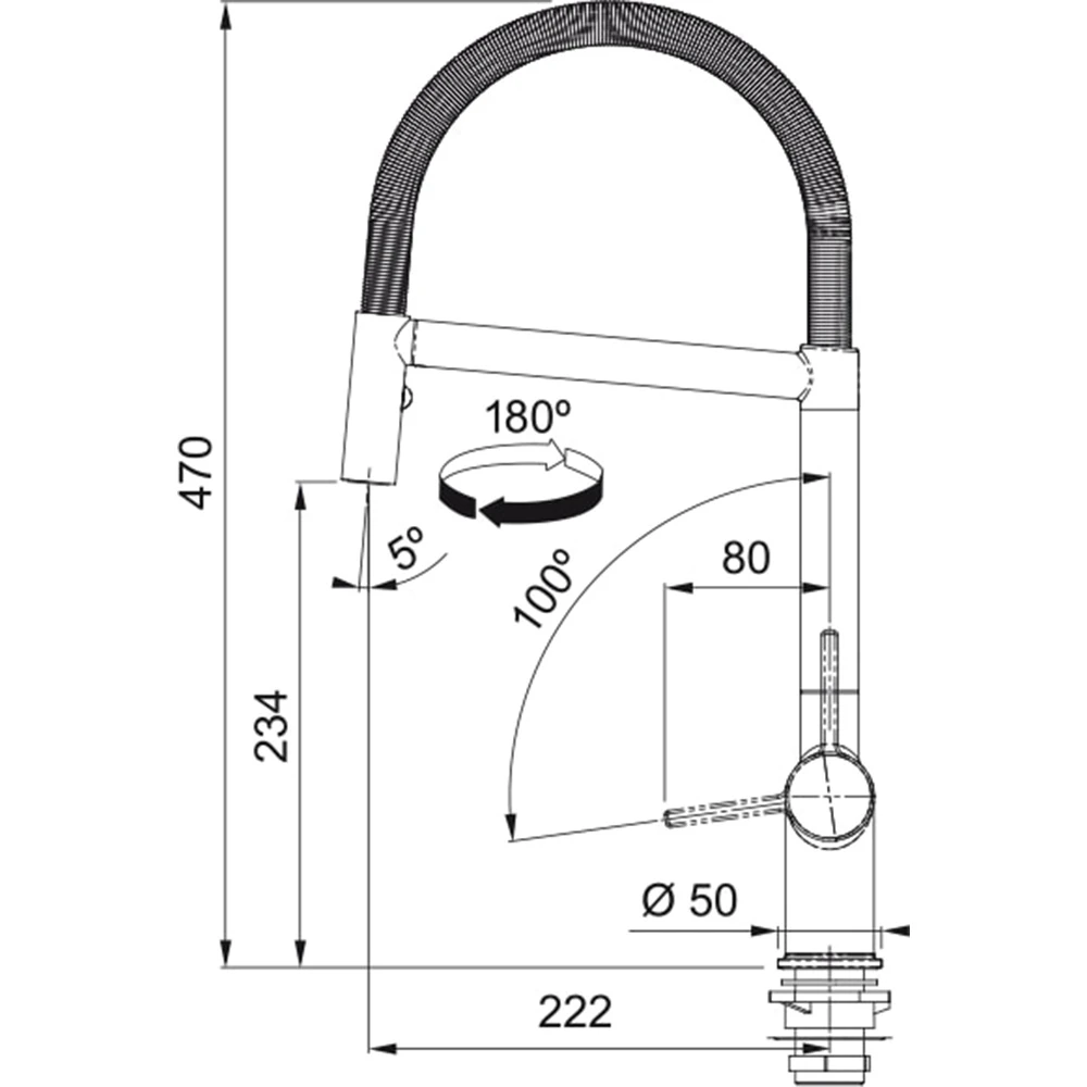 Franke Active Plus Semi Pro Mat Siyah Spiralli Eviye Armatürü 4