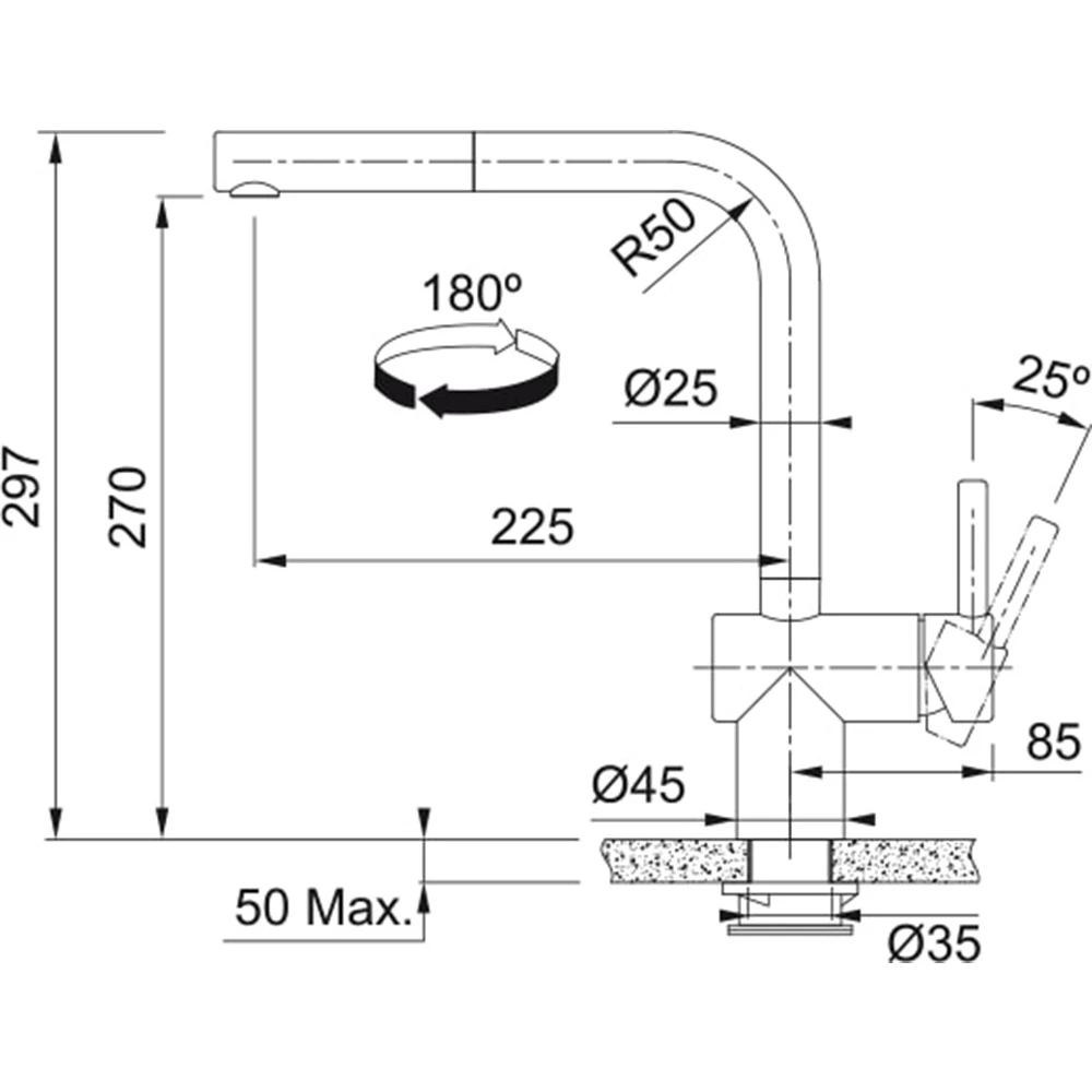 Franke Atlas Neo Sensor Doccia Mat Siyah Spiralli Eviye Armatürü 3