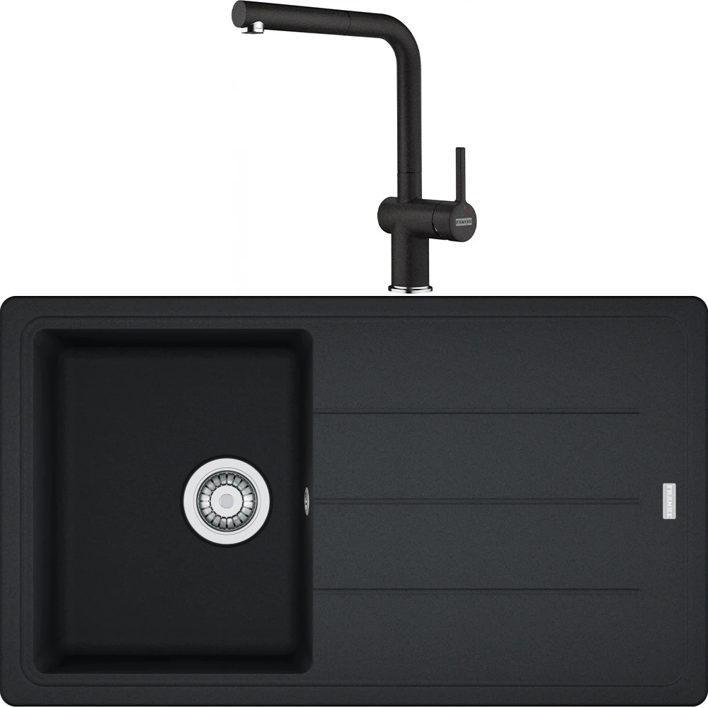 Franke Basis Bfg 611-86 Granit Eviye + Active Plus Doccia 2.0 Armatür (Nero)