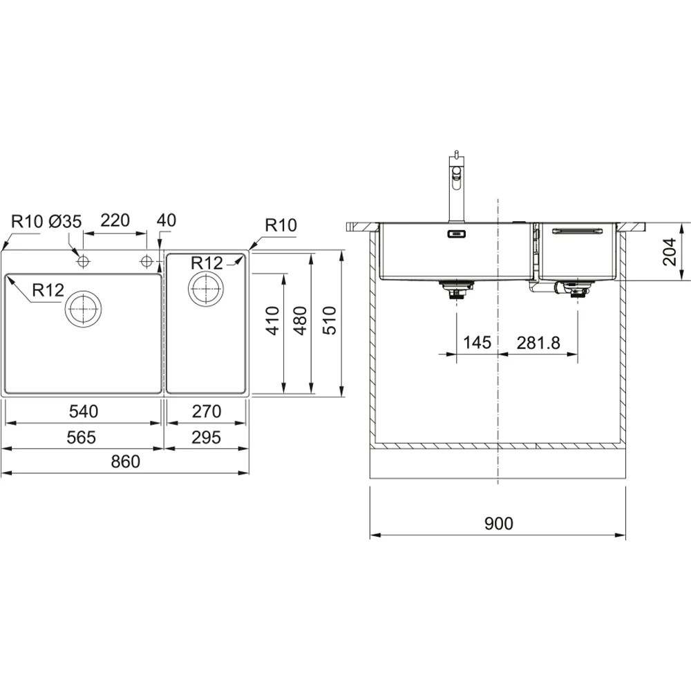 Franke Box Center BWX 220-54-27 Paslanmaz Çelik Evye 2